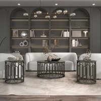 Furniture of America Farley 4 -Piece Industrial Black Accent Table Set | 005L-4001C-2E