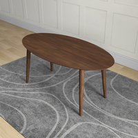 Vynxaria Mid Century Modern Solid Wood Walnut Oval Dining Table 30inchH 35inchD 67inchW Space Saving Pedestal Table for Dining Room Kitchen