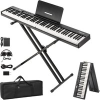 Qeetex 88-Key Portable Electric Keyboard-Full Size Semi-Weighted-Folding Design With Stand-Pedal-Headphones-Carry Bag-MIDI Bluetooth | PD-PEL-0S8OS3MF