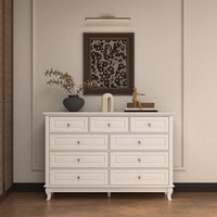 Lowe's 9-Drawer Dresser Cabinet with Painted Surface and Solid Wood Legs 55.1''L x 15.7''W x 37''H White | V2-KF330075-01