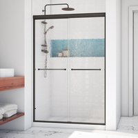 Arizona Shower Door Lite-Euro recessed Anodized oil-rubbed bronze 56-in to 60-in W x 65.375-in H Semi-frameless Patterned Glass Bypass Sliding Shower