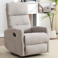 GZMR Manual Recliner Chair with Rocker and Swivel Khaki Polyester Upholstered Swivel Powered Reclining Recliner in Brown | GZ-W1803RC81