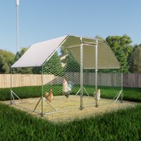 LOVMOR 9.94 ft. x 6.46 ft. x 6.36 ft. Metal Large Chicken Coop Walk-in Poultry Cage Run Flat Shaped with Waterproof Cover | SF-R-W2505P176604