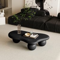 Coolbibila Black Irregular Coffee Table with Cloud Shaped MDF Top and Curved Design Living Room Accent Table | GRACE-COFFEE-BLACK
