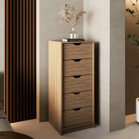 LOVMOR Basilea Tall Narrow Dresser Pull Out System Five Drawers Natural Oak | SF-R-B200P335295