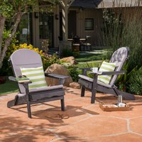 Christopher Knight Home Malibu Outdoor Wood Folding Adirondack Chairs Set of 2 Dark Grey and Grey one_size | 304632