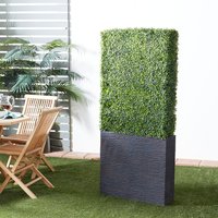 Grayson Lane 66-in Green Tall Black Cement Planter Box Indoor/Outdoor Floor Boxwood Artificial topiary | 50862
