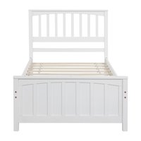Qualler Twin White Wood Platform Bed with Headboard | BLE000377K