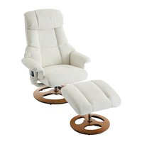 Sumyeg Ergonomic Recliner Chair White Chenille Upholstered Swivel Recliner with Ottoman Set | AL-W60624629