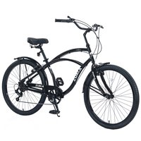 Tatayosi XJ 7 Speed Bicycles 26 Inch Multiple Colors Men's Beach Cruiser Bike Leather one_size in Black | MT-19116882