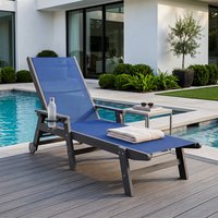 Coolbibila 5 Position Adjustable Chaise Lounge Chair with Wheels Blue Patio Recliner Chair with HDPE Frame one_size | ORIN-OCHAIR-BLUE