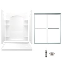 Sterling Ensemble 5 -Piece 32-in W x 60-in L x 74-in H Rectangle Alcove shower kit ( Right Drain) Base, Wall, Door Drain and Chrome Hardware Included
