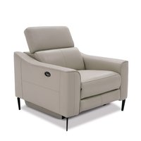 Benzara Gray, Black Faux leather Upholstered Powered Reclining Recliner | BM317446