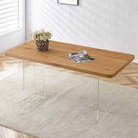 LOVMOR Modern Minimalist Wooden Table Acrylic Legs Rectangular Dining Computer Desk | SF-X-W1151S00753