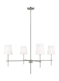 Generation Lighting Baker 4 -Light Brushed Nickel Transitional For Use in Bedrooms, Dining Rooms, Foyers, Kitchens, Living Rooms Chandelier