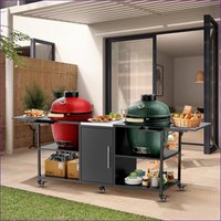 Watnature GrillSmokers Cart Outdoor Backyard Grill Table Fits Two 18inch Large Grill Smokers with Storage MetalStainless Steel | I20UJYM9LRDS