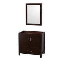 Wyndham Collection Sheffield 36-in Espresso with Brushed Chrome Trim Bathroom Vanity Base Cabinet without Top in Brown | WCS141436SESCXSXXMED