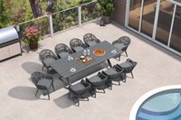 PURPLE LEAF Patio dining set 11 -Piece Gray Rattan Patio Dining Set Aluminum Rectangle Table with 10 Gray Cushions Stationary Chairs one_size