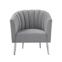 Nicole Miller Tibii Modern Grey/Chrome Velvet Club Chair in Gray | NAC108-02GR-LS