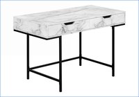 SunJet Desks 48inL Home Office Computer Desk with Storage Drawers White Marble Laminate Black Metal White Particle Board one_size | VU3SUM2TUQTW4