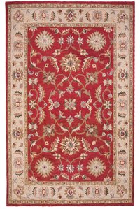 Rugsotic Carpets HAND TUFTED WOOL ECO-FRIENDLY AREA RUGS - 8'x10' Rectangle Shape Red Beige Color Oriental Design High Pile Thick Handmade Anti Skid