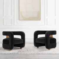 Manhattan Comfort 2 Modern Black Velvet Accent Chair | 2-AC060-BK