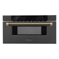 ZLINE KITCHEN & BATH 29.75-in 1.2-cu ft 1000 -Watt Microwave Drawer ( Black Stainless Steel, Champagne Bronze Handle ) | MWDZ-30-BS-KCB
