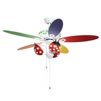 Slickblue 52 Inch Kids Ceiling Fan with Iron/MDF Blades 5-Blade Beetle Lampshade Pull Chain Control Included Bedroom Playroom Study Room