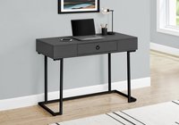 Tatayosi 42 Inch Grey Modern Computer Desk with Black Metal Frame and Drawer in Gray | JL-219729