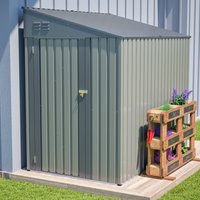 Huluwat 4 x 7 FT Lean to Shed in Olive grey Heavy Duty Steel Outdoor Storage for Garden Tools and Bicycles Maximize Your Backyard and Patio Space