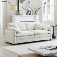 FAVSH Corduroy Sofa 2 Seater Couches Throw Pillows for Living Room Bedroom Deep Seat Easy Assembly Modern Comfortable Beige one_size