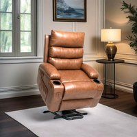 Tatayosi 21inch Wide Seat Power Lift Recliner Chair with Massage and Heating Easy Assembly Side Pockets for Elderly in Brown | RY-1P316089