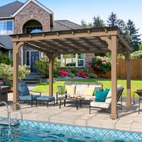 VEIKOUS 10-ft x 12-ft Grill Gazebo Brown Grill Gazebo with Hardtop Roof | PG0201-712-G