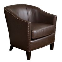 Best Selling Home Decor 32-in W Modern Brown Faux leather Club Armchair | 218706