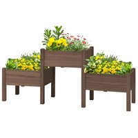Slickblue 3 Wooden Elevated Planter Raised Garden Beds with Water Drainage Holes for Flowers Herbs Vegetables 72.5 in W x 17.75 in L x 31.5 in H