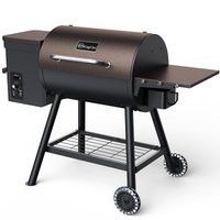 KingChii Wood Pellet Grill and Smoker 456 SQ IN with Automatic Temperature Control Foldable Legs for Easy Storage and Transport in Bronze