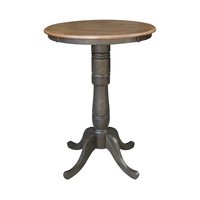 International Concepts Hickory/Washed Coal Round Traditional Wood Bar Table, with Washed Coal Finish and Wood Pedestal Base 30-in L x 41.1-in H
