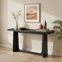 Blisstyle Farmhouse Console Table with Tray Top Design Solid Wood Frame for Entryway Living Room or Sofa Back Black Farmhouse Long Console Tables