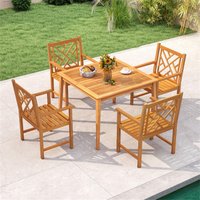 BABOOM Outdoor Bar Sets 7 -Piece Black Rattan Bar Height Patio Dining Set Wood Rectangle Table with 6 Beige Cushions Stationary Chairs one_size