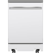 GE 23.625-in Portable Freestanding dishwasher ( White ) 12 Place Settings with Condensation Dry , 54-Decibel Standard Sound Level Stainless Steel