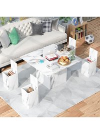 PAKASEPT Modern MDF white 19.7-in W x 15.7-in H with Drawers Coffee Table | TTF0046WXY0508