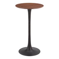 ZUO Brown Round Contemporary/Modern Composite Bar Table, with Powder Coated Finish and Metal Pedestal Base 23.8-in L x 41.7-in H Large | 109830