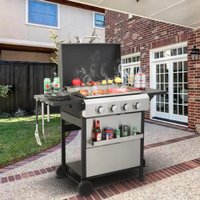 Poly furniture Gas Gills Black Silver 4 -Burner Liquid Propane Gas Grill Stainless Steel | W2938P208389