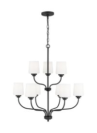 Generation Lighting Windom 9 -Light Matte Black Traditional For Use in Dining Rooms, Foyers, Living Rooms Chandelier | 3102809-112