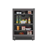 Avallon 23.8125-in W 140 -Can Capacity Black Stainless Steel Freestanding Indoor Beverage Refrigerator with Glass Door | ABR242BLSS