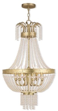 Livex Lighting Valentina 6 -Light Antique Gold Transitional Crystal For Use in Bathrooms, Bedrooms, Dining Rooms, Foyers, Kitchens, Living Rooms