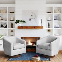 LUE BONA 2 -Pack 29.1-in W Modern Light Gray Swivel Accent Armchair | 2SN-006-01LS