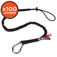 Ergodyne 3100-100pk Standard Black Single Carabiner Tool Lanyard- Case Of 100 | 19204