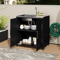 ModernLuxe Outdoor Movable Kitchen Sink Outdoor Grill Cart Outdoor Storage Cabinet Outdoor Kitchen Island Patio Modular Kitchen Sink Station with