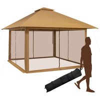 Forclover 13-ft x 13-ft Gazebos Coffee Gazebo with Soft Top Roof | HBV-828CF